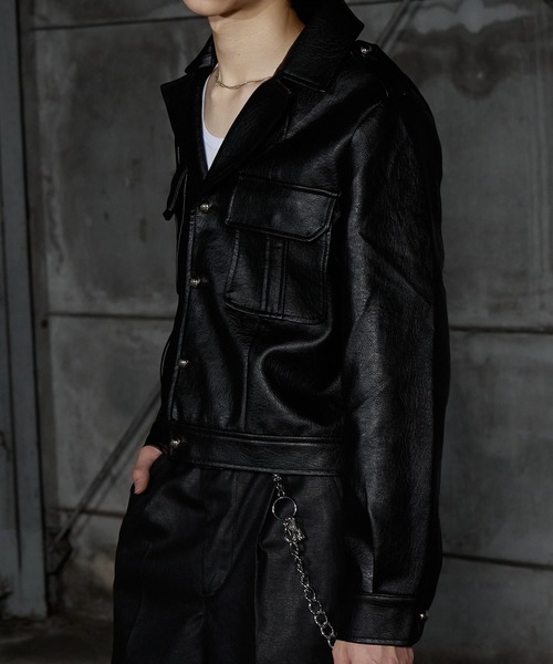 LANDNESS(ランドネス)の「【LANDNESS/ランドネス】Faux Leather Ike Jacket/フェイクレザーアイクジャケット(その他アウター・メンズ・ブラック・L/M/S)」の13枚目の写真