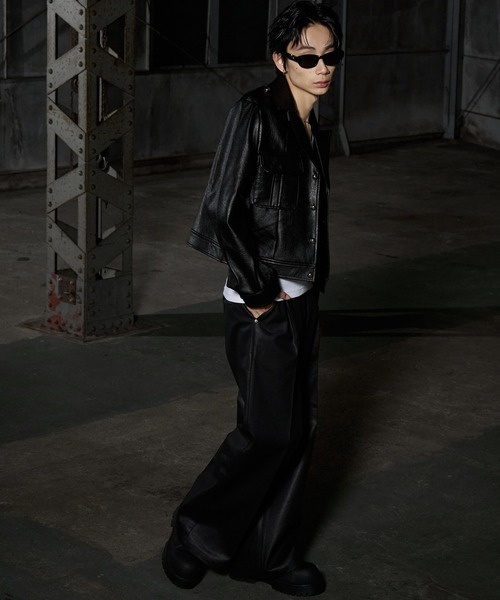 LANDNESS(ランドネス)の「【LANDNESS/ランドネス】Faux Leather Ike Jacket/フェイクレザーアイクジャケット(その他アウター・メンズ・ブラック・L/M/S)」の2枚目の写真