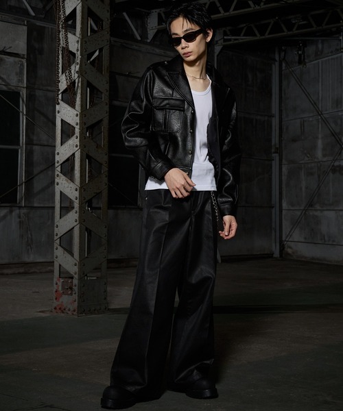 LANDNESS(ランドネス)の「【LANDNESS/ランドネス】Faux Leather Ike Jacket/フェイクレザーアイクジャケット(その他アウター・メンズ・ブラック・L/M/S)」の14枚目の写真