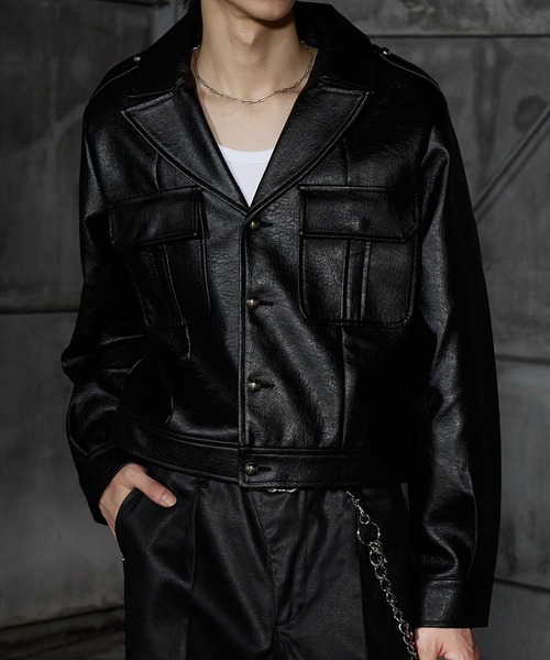 LANDNESS(ランドネス)の「【LANDNESS/ランドネス】Faux Leather Ike Jacket/フェイクレザーアイクジャケット(その他アウター・メンズ・ブラック・L/M/S)」の6枚目の写真
