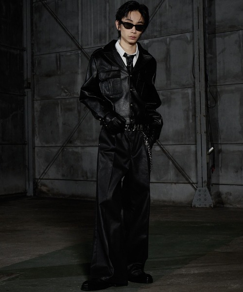 LANDNESS(ランドネス)の「【LANDNESS/ランドネス】Faux Leather Ike Jacket/フェイクレザーアイクジャケット(その他アウター・メンズ・ブラック・L/M/S)」の4枚目の写真