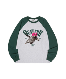 OUNDERR（オアンダーアール）の「ジャンプキャット_ラグラン_オーバーサイズ_ロングスリーブ [グリーン]（Tシャツ/カットソー）」