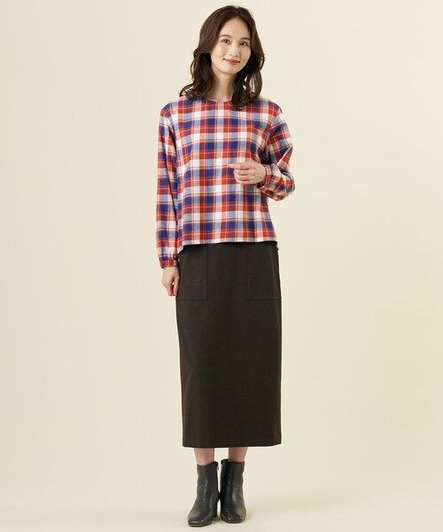 J.PRESS Ladies(J.プレス レディス)の「コットン 起毛 タータン チェック プルオーバー ブラウス(シャツ/ブラウス・レディース・レッド系3/アイボリー系3・XS)」の3枚目の写真
