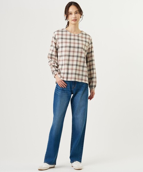 J.PRESS Ladies(J.プレス レディス)の「コットン 起毛 タータン チェック プルオーバー ブラウス(シャツ/ブラウス・レディース・レッド系3/アイボリー系3・XS)」の4枚目の写真