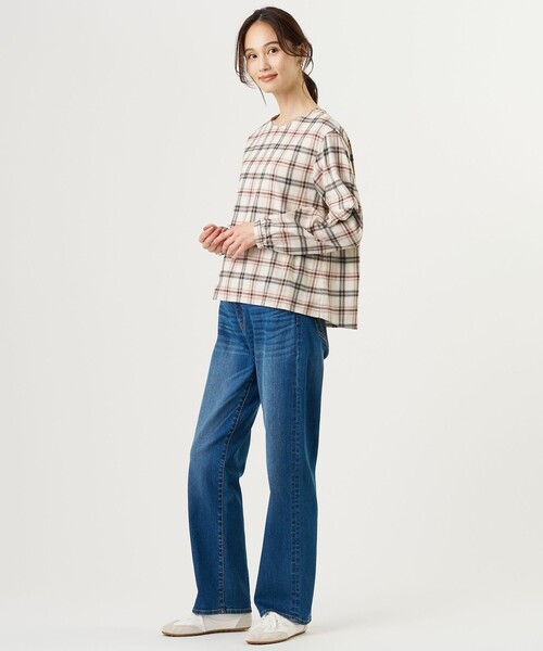 J.PRESS Ladies(J.プレス レディス)の「コットン 起毛 タータン チェック プルオーバー ブラウス(シャツ/ブラウス・レディース・レッド系3/アイボリー系3・XS)」の5枚目の写真
