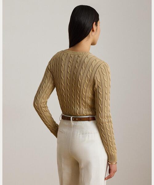 LAUREN RALPH LAUREN（ローレン ラルフ ローレン）の「ボタントリム ケーブルニット セーター（ニット/セーター・レディース・ブラウン系6・S/M/L/XL/XS/XXS）」の4枚目の写真