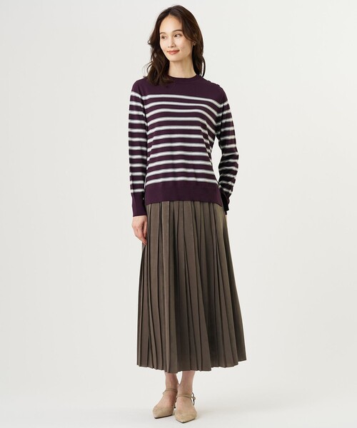 J.PRESS(ジェイプレス)の「SILKY WOOL ボーダー ニット(ニット/セーター・レディース・ベージュ系1・T15/T13)」の2枚目の写真