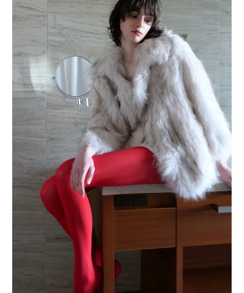 miies miim（ミーエスミーム）の「racoon coat（テーラードジャケット・レディース・アイボリー/ブラウン・FREE）」の2枚目の写真