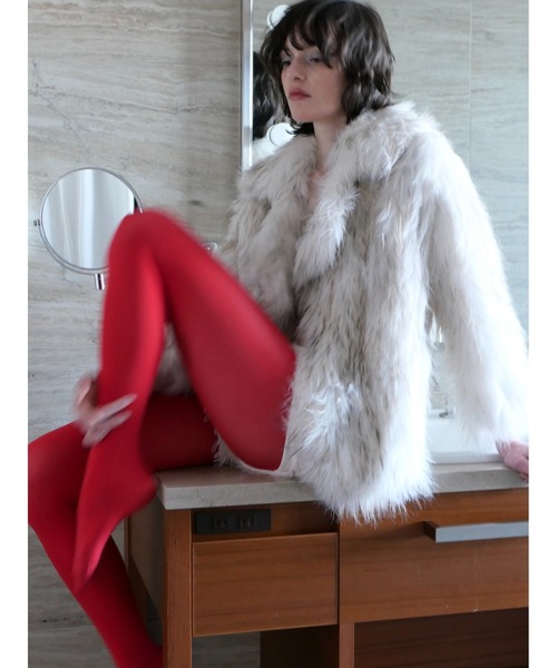 miies miim（ミーエスミーム）の「racoon coat（テーラードジャケット・レディース・アイボリー/ブラウン・FREE）」の8枚目の写真