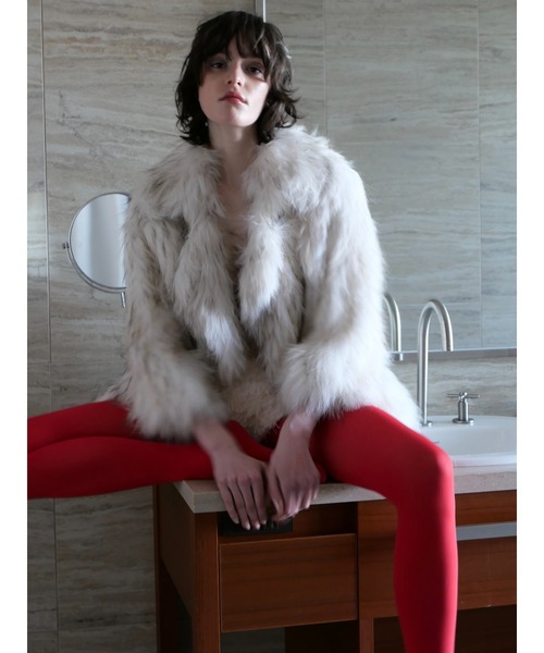 miies miim（ミーエスミーム）の「racoon coat（テーラードジャケット・レディース・アイボリー/ブラウン・FREE）」の6枚目の写真