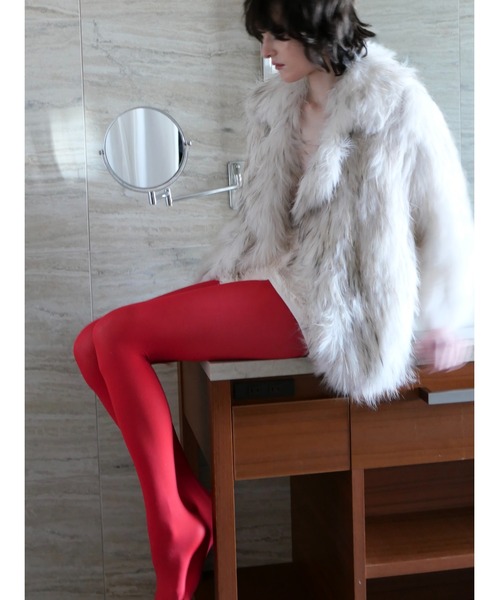 miies miim（ミーエスミーム）の「racoon coat（テーラードジャケット・レディース・アイボリー/ブラウン・FREE）」の7枚目の写真