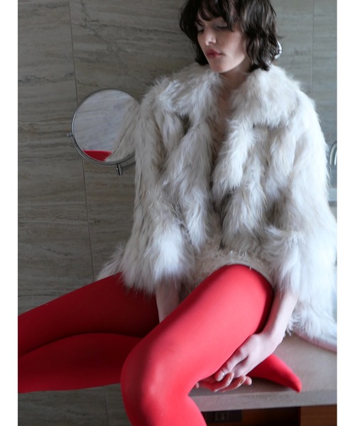 miies miim（ミーエスミーム）の「racoon coat（テーラードジャケット・レディース・アイボリー/ブラウン・FREE）」の3枚目の写真