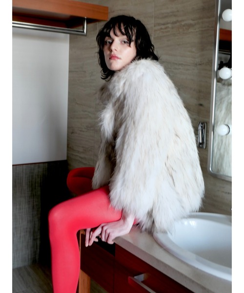 miies miim（ミーエスミーム）の「racoon coat（テーラードジャケット・レディース・アイボリー/ブラウン・FREE）」の5枚目の写真