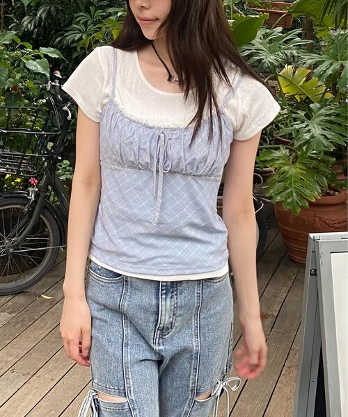 FREE'S MART(フリーズマート)の「◆針抜きテレコTシャツ×アソートキャミセット(Tシャツ/カットソー・レディース・ブラック系その他/ホワイト系その他2/ブルー系その他3/ホワイト系その他・FREE)」の1枚目の写真
