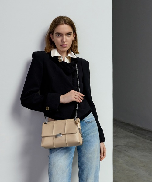 Delfina デルフィナ キルテッド チェーンストラップ ショルダーバッグ