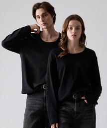CLEL（クレイル）の「【CLEL】Giza Cotton U-Neck T-Shirt / ギザコットン UネックTシャツ(ロンT/吸水速乾)（Tシャツ/カットソー）」