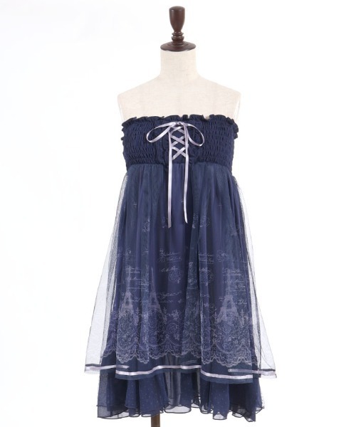 myu:loret(ミュウロレット)の「2wayチュールチュニック(チュニック・レディース・クリーム/ネイビー・FREE)」の8枚目の写真