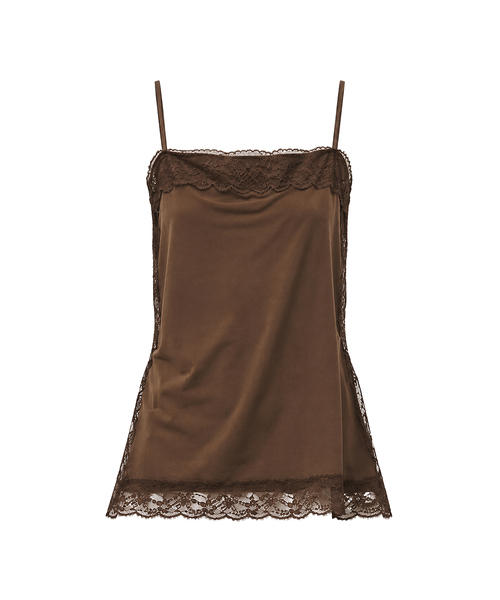 PROJECT WAVE（プロジェクトウェーブ）の「Squre Lace Slit Top [BROWN]（Tシャツ/カットソー・レディース・ブラウン/ブラック/ホワイト・FREE）」の3枚目の写真