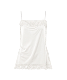 Squre Lace Slit Top [BROWN]
