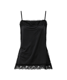 Squre Lace Slit Top [BROWN]