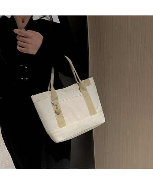 Carpe Diem(カルペディエム)の「バイカラー ミニトートバッグ キャンバス(トートバッグ・レディース・アイボリー/カーキ/ブラック・FREE)」の2枚目の写真