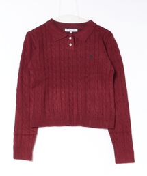 【U.S. POLO ASSN.】ワンポイント刺繍ケーブルポロニット