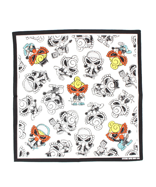 HYSTERIC MINI(ヒステリックミニ)の「SUPER SHOW CASE総柄バンダナ(バンダナ/スカーフ・キッズ・ホワイト/ブラック/ブルー・FREE)」の1枚目の写真