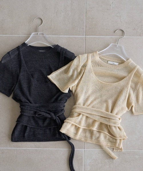 anuke（アンヌーク）の「anuke Wrapcami Layered Knit（ニット/セーター・レディース・ベージュ/グレー・FREE）」の16枚目の写真