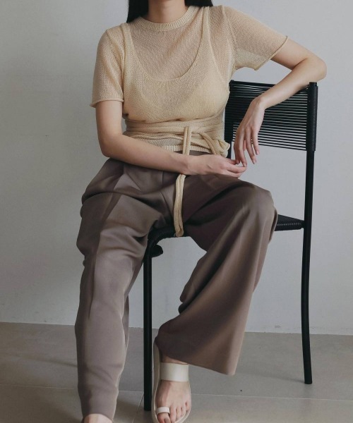 anuke（アンヌーク）の「anuke Wrapcami Layered Knit（ニット/セーター・レディース・ベージュ/グレー・FREE）」の10枚目の写真