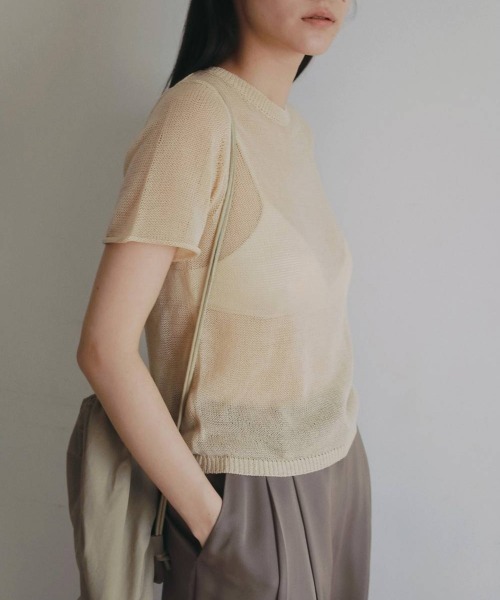 anuke（アンヌーク）の「anuke Wrapcami Layered Knit（ニット/セーター・レディース・ベージュ/グレー・FREE）」の11枚目の写真