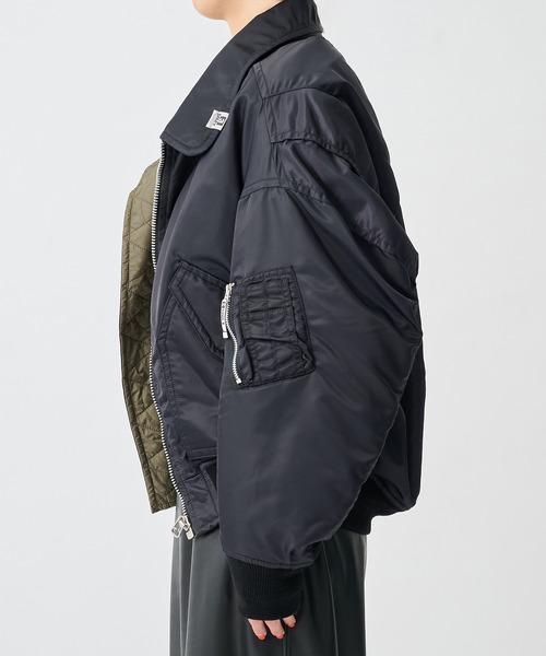 Maison MIHARA YASUHIRO（メゾンミハラヤスヒロ）の「【Maison MIHARA YASUHIRO/メゾンミハラヤスヒロ】Shifted Layer Flight Jacket/フライトジャケット（ミリタリージャケット・レディース・ブラック/カーキ・36）」の17枚目の写真