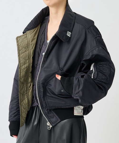 Maison MIHARA YASUHIRO（メゾンミハラヤスヒロ）の「【Maison MIHARA YASUHIRO/メゾンミハラヤスヒロ】Shifted Layer Flight Jacket/フライトジャケット（ミリタリージャケット・レディース・ブラック/カーキ・36）」の20枚目の写真