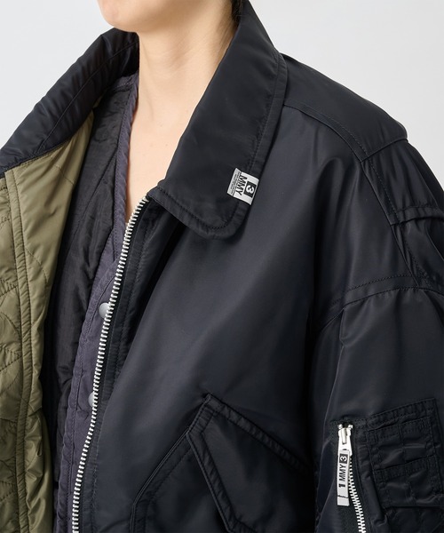 Maison MIHARA YASUHIRO（メゾンミハラヤスヒロ）の「【Maison MIHARA YASUHIRO/メゾンミハラヤスヒロ】Shifted Layer Flight Jacket/フライトジャケット（ミリタリージャケット・レディース・ブラック/カーキ・36）」の21枚目の写真