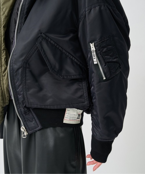Maison MIHARA YASUHIRO（メゾンミハラヤスヒロ）の「【Maison MIHARA YASUHIRO/メゾンミハラヤスヒロ】Shifted Layer Flight Jacket/フライトジャケット（ミリタリージャケット・レディース・ブラック/カーキ・36）」の22枚目の写真
