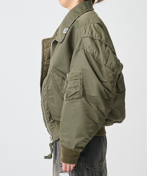 Maison MIHARA YASUHIRO（メゾンミハラヤスヒロ）の「【Maison MIHARA YASUHIRO/メゾンミハラヤスヒロ】Shifted Layer Flight Jacket/フライトジャケット（ミリタリージャケット・レディース・ブラック/カーキ・36）」の8枚目の写真