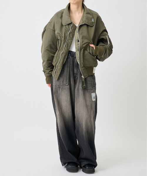 Maison MIHARA YASUHIRO（メゾンミハラヤスヒロ）の「【Maison MIHARA YASUHIRO/メゾンミハラヤスヒロ】Shifted Layer Flight Jacket/フライトジャケット（ミリタリージャケット・レディース・ブラック/カーキ・36）」の5枚目の写真