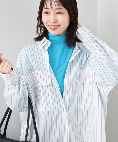 SLOBE IENA(スローブイエナ)の「グッドフィールフライスタートルTEE(Tシャツ/カットソー・レディース・ライトグレー/サックスブルー/ブラウン・FREE)」の3枚目の写真