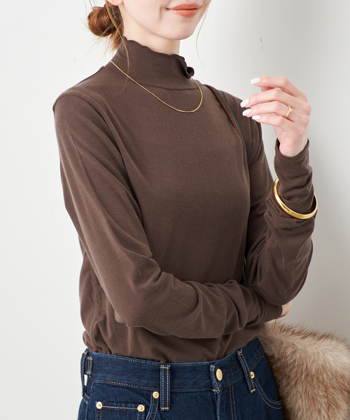 SLOBE IENA(スローブイエナ)の「グッドフィールフライスタートルTEE(Tシャツ/カットソー・レディース・ライトグレー/サックスブルー/ブラウン・FREE)」の14枚目の写真