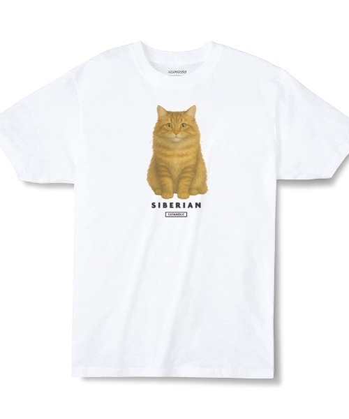 Moftique(モフティック)の「Moftique(モフティック) エントリーモデル 半袖Tシャツ アニマル サイベリアン 猫 キャット ペット インクジェットプリント 褪せ感 4.0オンス 薄手 トップス カットソー 夏 カジュアル メンズ レディース ユニセックス(Tシャツ/カットソー・メンズ・ホワイト・M)」の1枚目の写真
