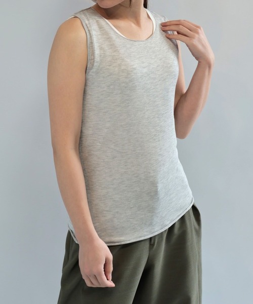 etre relie(エトレリー)の「モダールラメ天竺タンクトップ(Tシャツ/カットソー・レディース・ライトグレー/チャコールグレー/ダークベージュ・MEDIUM)」の10枚目の写真