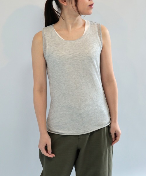 etre relie(エトレリー)の「モダールラメ天竺タンクトップ(Tシャツ/カットソー・レディース・ライトグレー/チャコールグレー/ダークベージュ・MEDIUM)」の11枚目の写真