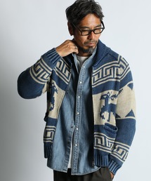 The DUFFER of ST.GEORGE（ザダファーオブセントジョージ）の「[INDIGO LABEL] INDIGO COWICHAN ZIP CARDIGAN:インディゴ カウチン ジップ カーディガン   ニットアウター   ヴィンテージ加工   アメカジ   アウターカーデ（カーディガン/ボレロ）」