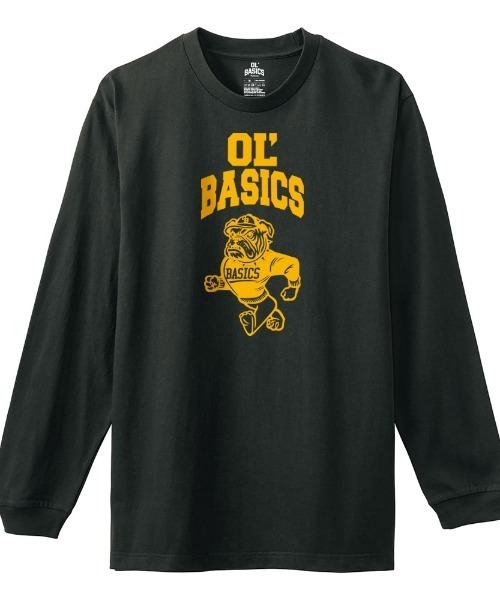 Ol' Basics(オールベーシックス)の「Ol' Basics(オール・ベーシックス) 長袖Tシャツ Ol'Basics ロゴ イラスト プリント 袖リブ ロンT ロングTシャツ トップス カットソー メンズ ユニセックス(Tシャツ/カットソー・メンズ・ヘザーグレー/バーガンディー/スミクロ/ネイビー・M/L/XL)」の2枚目の写真