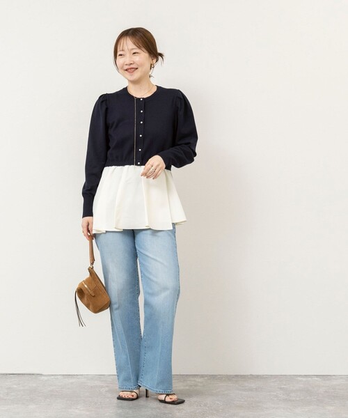 NOLLEY’S Sophi(ノーリーズソフィ)の「《手洗い可能》布帛ペプラムパール釦プルオーバー(ニット/セーター・レディース・ブラック/グレー/ダークネイビー・38)」の18枚目の写真
