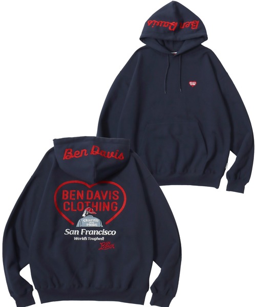 BEN DAVIS(ベンデイビス)の「BEN DAVIS/ベンデイビス BD HEARTS HOODIE/オーバーサイズ 裏起毛 ストリート ハート バックプリント ロゴ ワンポイント刺繍 スウェット パーカー フーディー/レディース メンズ(パーカー・メンズ・ブラック/ネイビー/アッシュグレー・XL/L/M)」の3枚目の写真