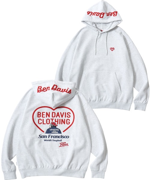 BEN DAVIS(ベンデイビス)の「BEN DAVIS/ベンデイビス BD HEARTS HOODIE/オーバーサイズ 裏起毛 ストリート ハート バックプリント ロゴ ワンポイント刺繍 スウェット パーカー フーディー/レディース メンズ(パーカー・メンズ・ブラック/ネイビー/アッシュグレー・XL/L/M)」の1枚目の写真