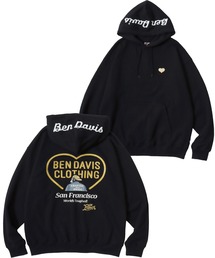 BEN DAVIS/ベンデイビス BD HEARTS HOODIE/オーバーサイズ 裏起毛 ストリート ハート バックプリント ロゴ ワンポイント刺繍 スウェット パーカー フーディー/レディース メンズ