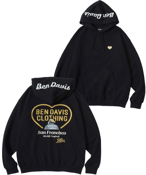 BEN DAVIS(ベンデイビス)の「BEN DAVIS/ベンデイビス BD HEARTS HOODIE/オーバーサイズ 裏起毛 ストリート ハート バックプリント ロゴ ワンポイント刺繍 スウェット パーカー フーディー/レディース メンズ(パーカー・メンズ・ブラック/ネイビー/アッシュグレー・XL/L/M)」の2枚目の写真