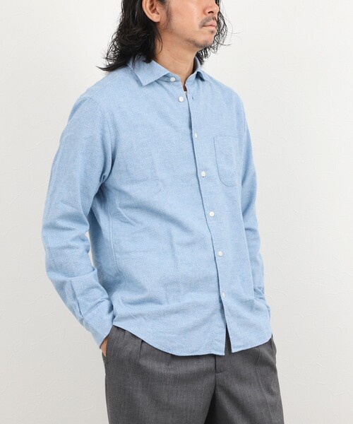 NOLLEY’S(ノーリーズ)の「COTOLINO ドビーワイドカラーシャツ 26AW(シャツ/ブラウス・メンズ・グレイッシュブルー/ライトグリーン・XL/L/M/S)」の3枚目の写真