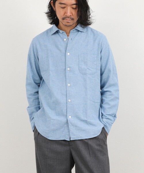 NOLLEY’S(ノーリーズ)の「COTOLINO ドビーワイドカラーシャツ 26AW(シャツ/ブラウス・メンズ・グレイッシュブルー/ライトグリーン・XL/L/M/S)」の4枚目の写真